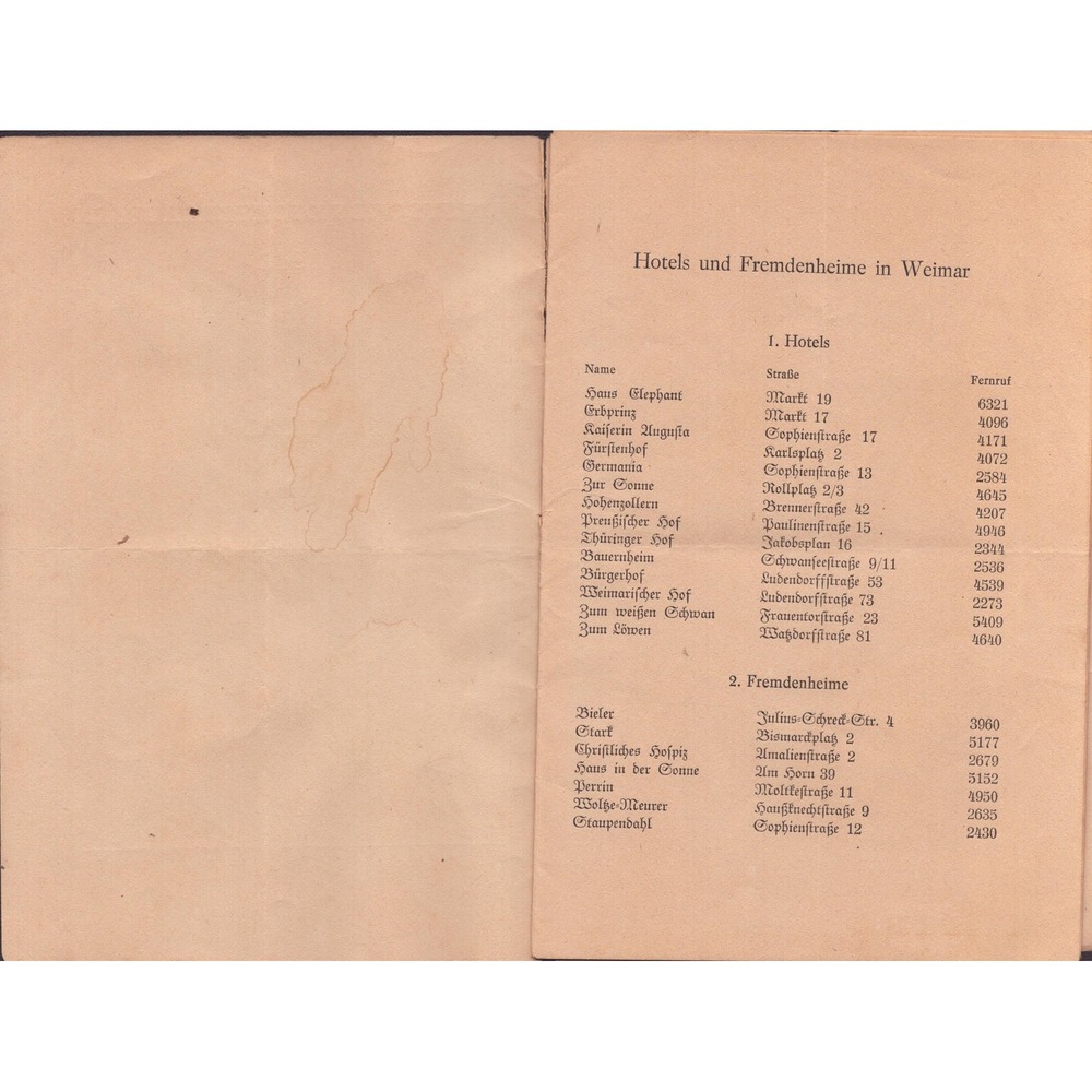 1942 Deutsches Dichtertreffen Weimar Namen und Wohnungs Anschriften Directory - Picture 3 of 3
